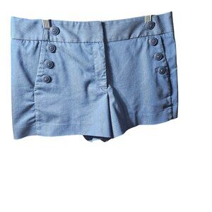 Navy Blue High-Waisted Button-Front Shorts By Loft Size 8 Womens Cotton Blend